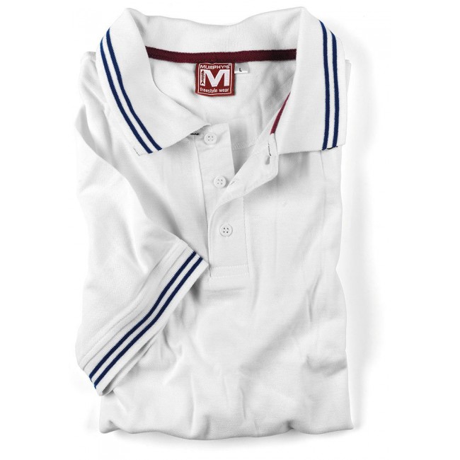 MY-DAY   - POLO - POLO SMITH BIANCA RIGHE BLU NAVY