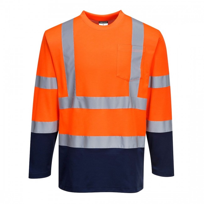 T-Shirt Bicolore Cotton Comfort maniche lunghe Hi-Vis