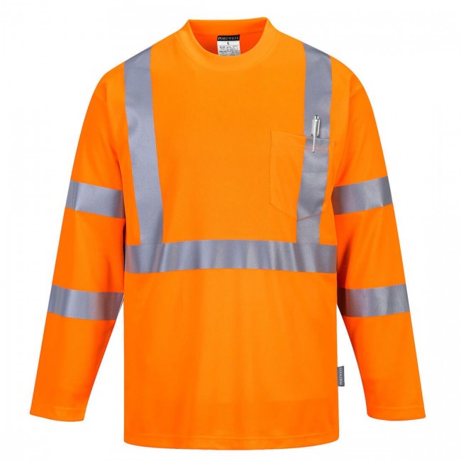 T-Shirt con taschino maniche lunghe Hi-Vis