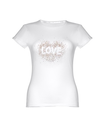 t-shirt  donna serigrafata a mano, con stampa "LOVE" glitterato.