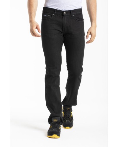 WORK7B - Jeans vestibilità regular denim nero spazzolato